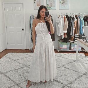 J crew eyelet halter cream maxi dress